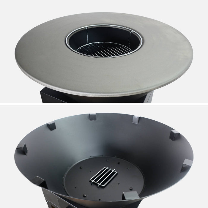 sweeek - Vuurkorf barbecue Ø81,5cm, grillrooster, houtopslag