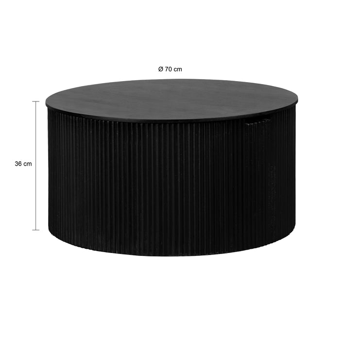 Lewis & Loft Salontafel Lonne - FSC® mangohout – Rond ⌀70 – Zwart