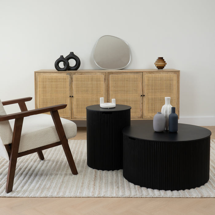 Lewis & Loft Bijzettafel Lonne - FSC® mangohout – Rond ⌀40 – Zwart