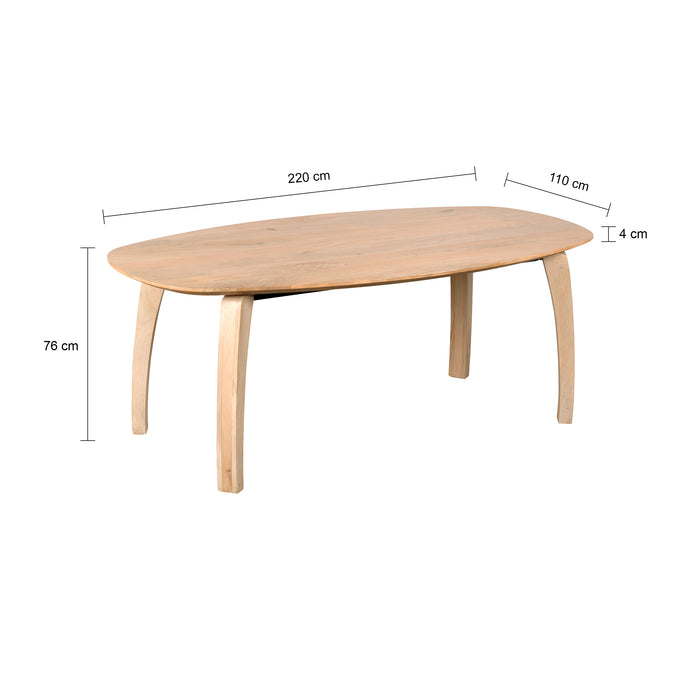 Lewis & Loft Eettafel Luna – Deens ovaal – 220 x 110 cm – Naturel