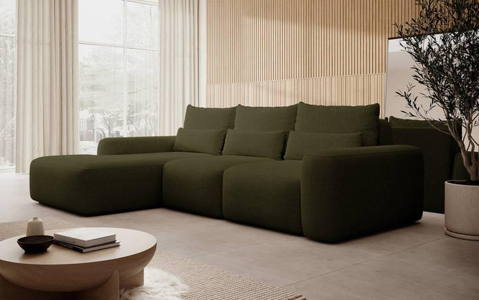 NADUVI Collection Hoekbank met slaapfunctie Calvados links chenille