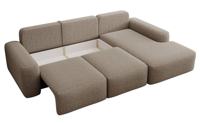 NADUVI Collection Hoekbank met slaapfunctie Calvados rechts chenille