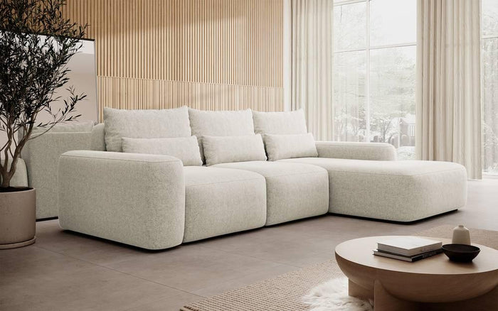 NADUVI Collection Hoekbank met slaapfunctie Calvados rechts chenille