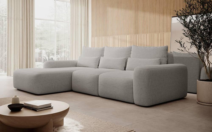 NADUVI Collection Hoekbank met slaapfunctie Calvados links chenille