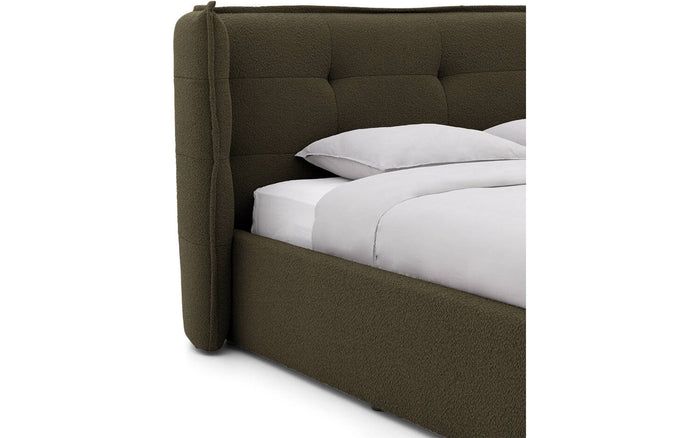 Goossens Gestoffeerd Bedframe Canon - 160 x 200 - Stof boucle bosgroen
