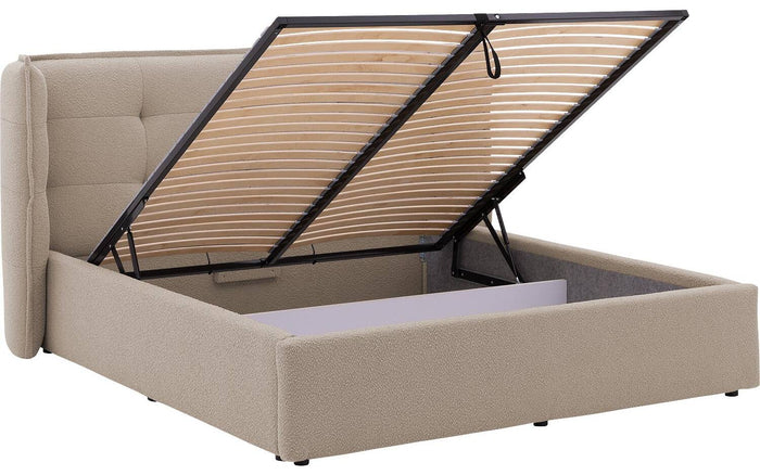 Goossens Gestoffeerd Bedframe Canon - 140 x 200 - Stof boucle licht