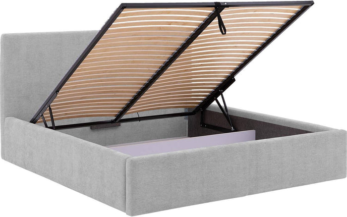 Goossens Bedframe Mysen Storage - 140 x 200 - Stof fijn geweven grijs