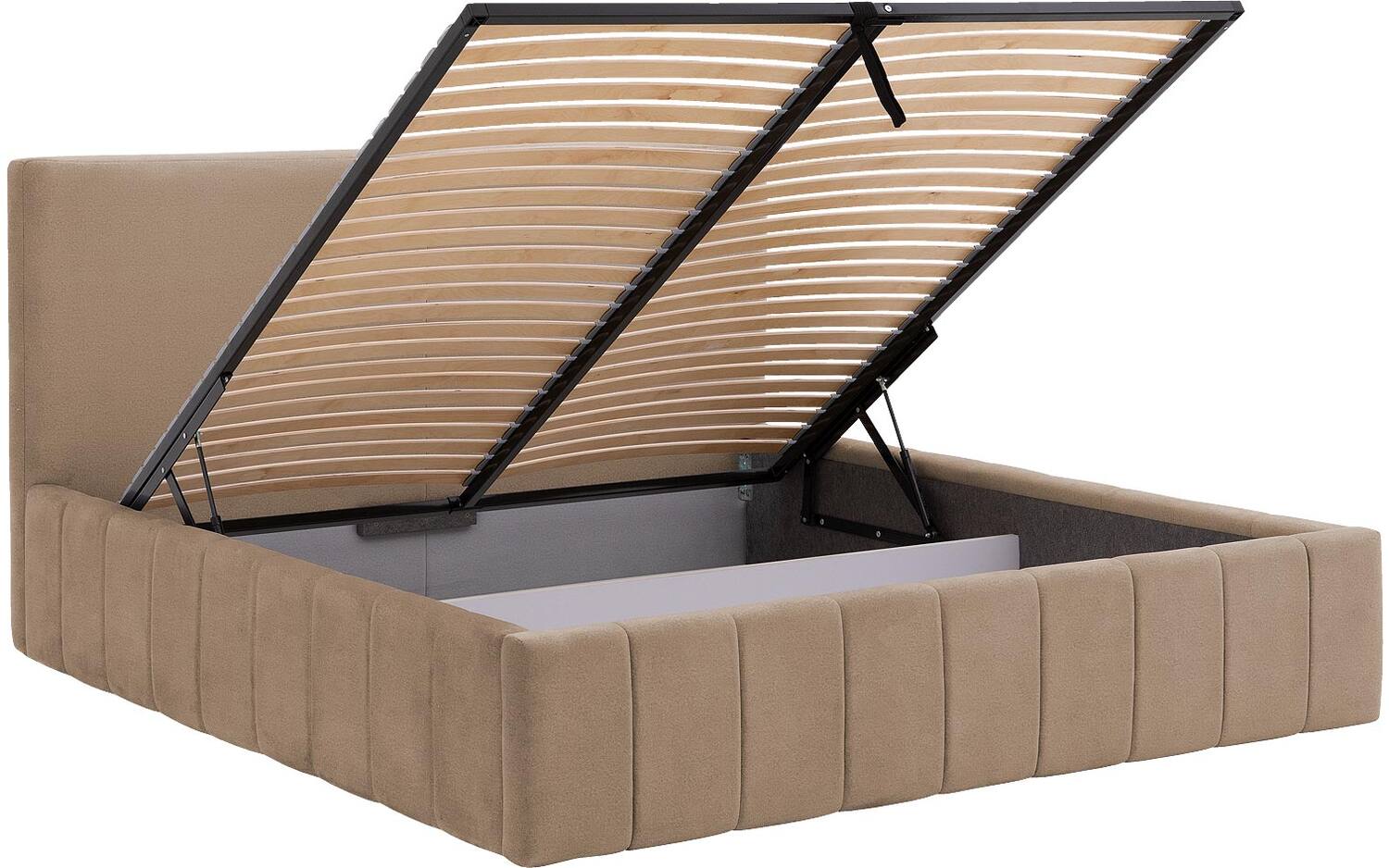 Goossens Bedframe Carte - 140 x 200 - Velours lichtbruin beige 6 -