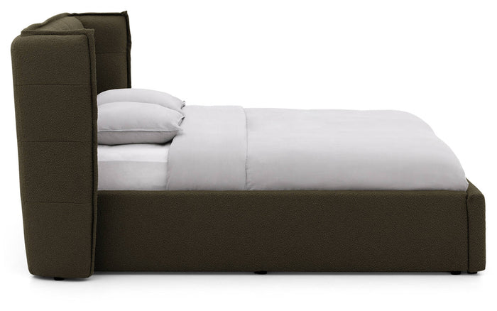 Goossens Gestoffeerd Bedframe Canon - 180 x 200 - Stof boucle bosgroen