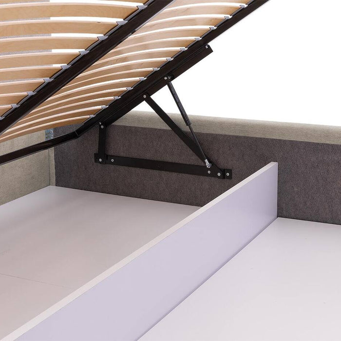 Goossens Bedframe Mysen Storage - 140 x 200 - Stof fijn geweven taupe