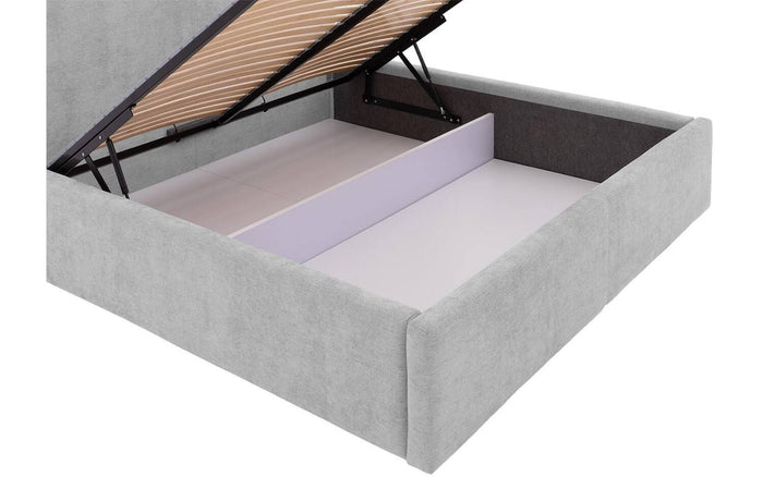 Goossens Bedframe Mysen Storage - 160 x 200 - Stof fijn geweven grijs