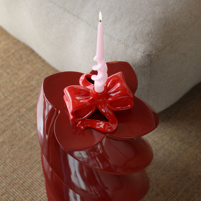 &k amsterdam Pillar Marshmallow Bijzettafel H 40 cm - Burgundy