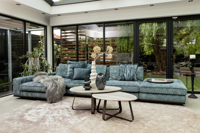 PTMD Muka Coffeetable Low Dark Grey Base White Marble