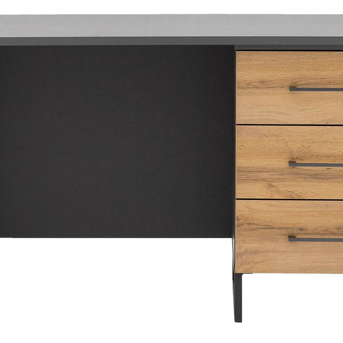 Goossens Basic Commode Bastion, Bureau 3 laden rechts, 140 cm breed