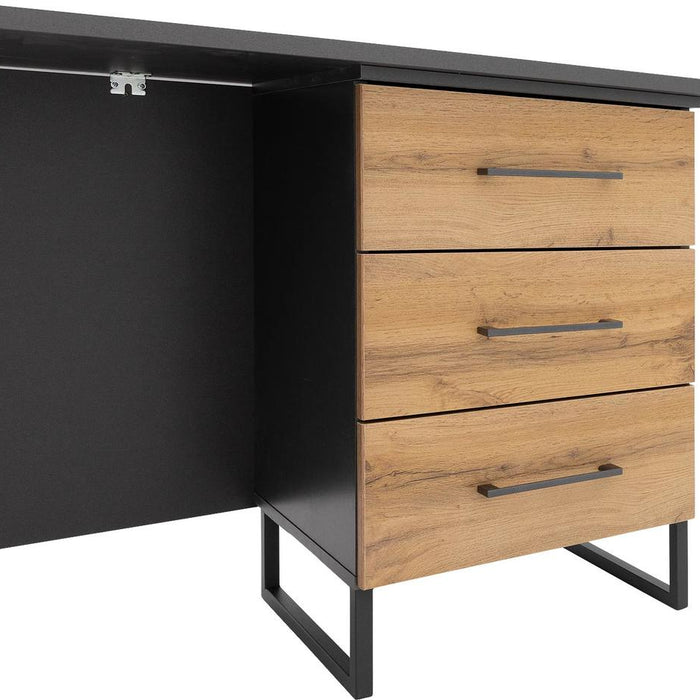 Goossens Basic Commode Bastion, Bureau 3 laden rechts, 140 cm breed