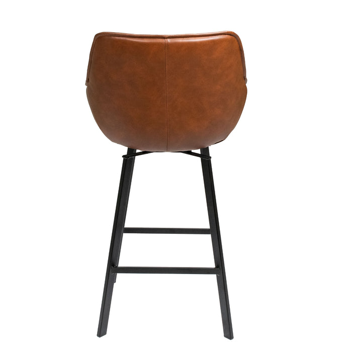 Giga Meubel - Barstoel Shannon Cognac Draaibaar - Staal|Metaal|PU leer