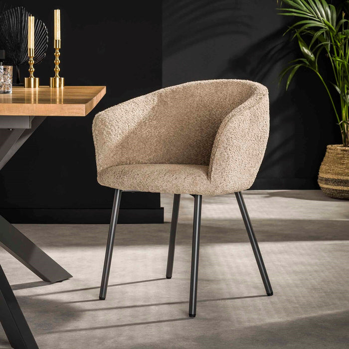 Giga Meubel - Armstoel Bouclé Zand Draaibaar - Zithoogte 49cm