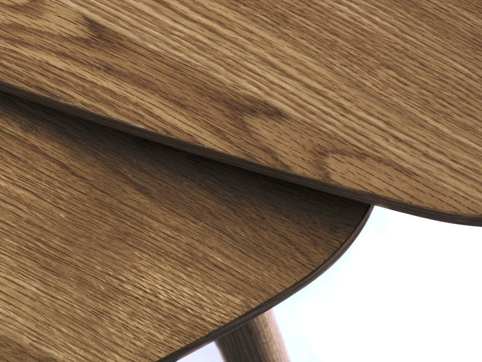 Giga Living - Salontafel Eikenhout Driehoek - Set van 2 - Donkerbruin