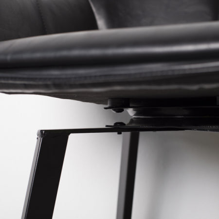 Giga Meubel - Barstoel Shannon Zwart Draaibaar - PU leer|Staal|Metaal