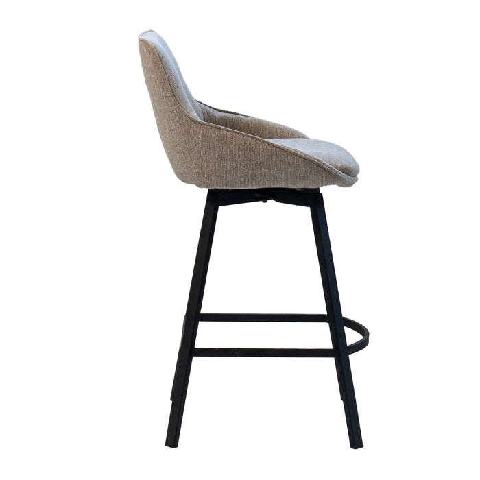 Giga Meubel - Barstoel Stof Taupe - Zithoogte 65cm - Roos - Set van 2