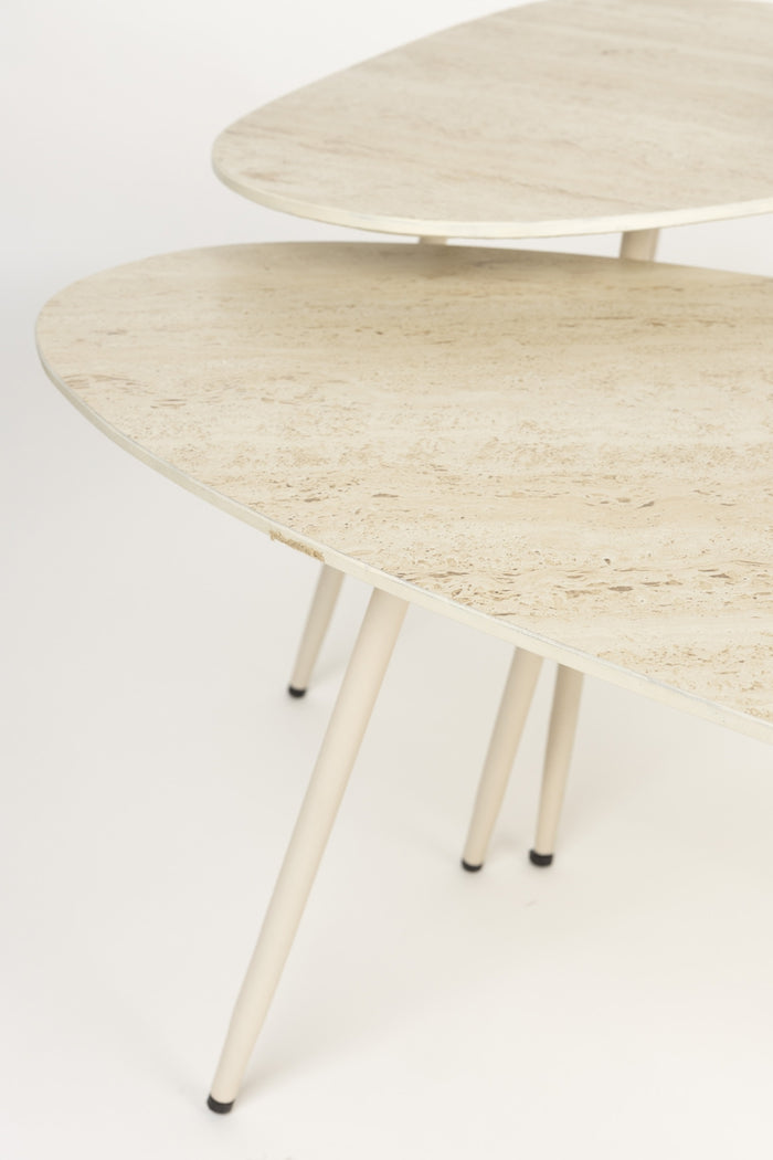 Housecraft Faiz Bijzettafel Travetin-Look Set van 3 - Beige