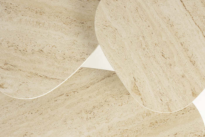 Housecraft Faiz Bijzettafel Travetin-Look Set van 3 - Beige