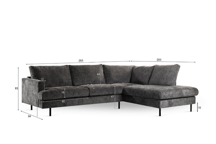 Giga Meubel - 3-Zits Hoekbank Haga Antraciet Rechts