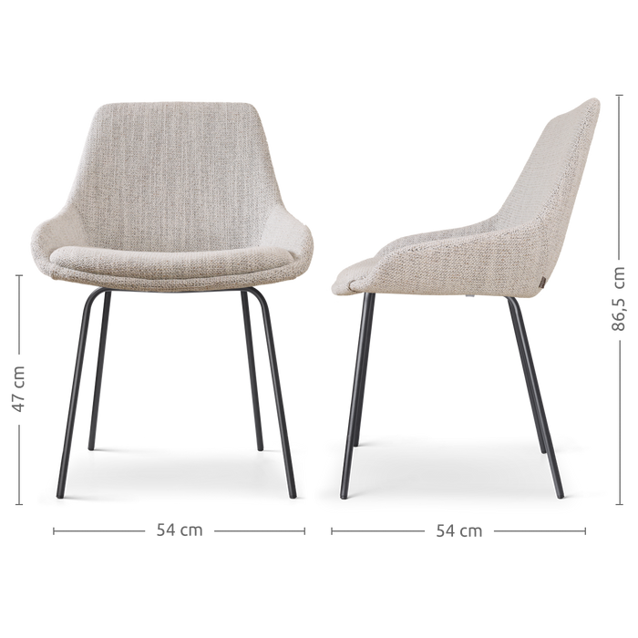 Nolon Nora-Isa Eetkamerstoel Beige Gemêleerd - Stof - Zwart Onderstel