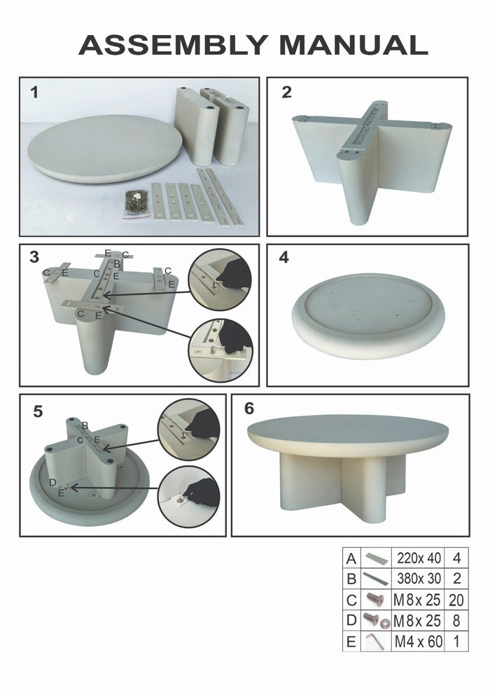 Giga Meubel - Salontafel Rond 90cm - Wit Betonlook - Miso