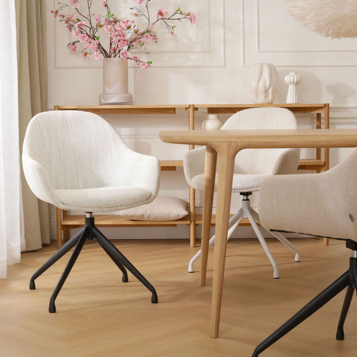 Nolon Nola-Mae Eetkamerstoel Beige Gemêleerd - Draaibaar Zwart