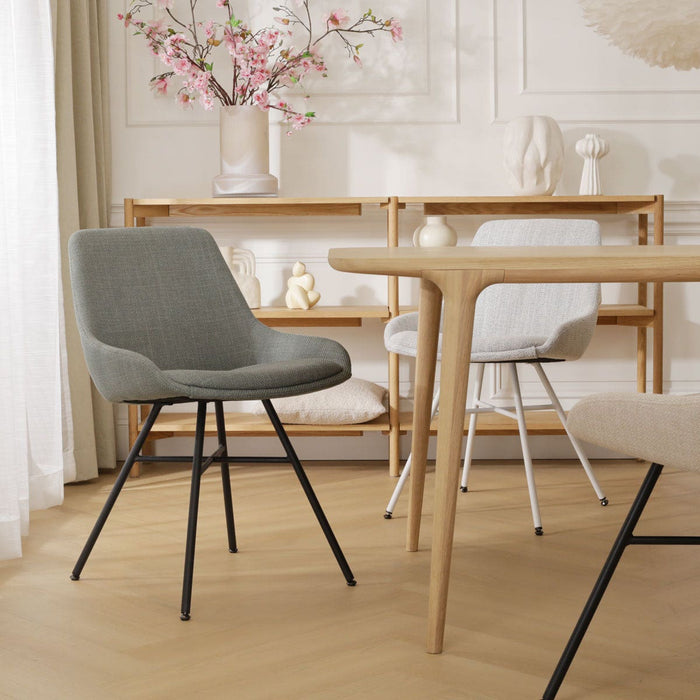 Nolon Noa-Isa Eetkamerstoel Saliegroen - Stof - Wit Onderstel