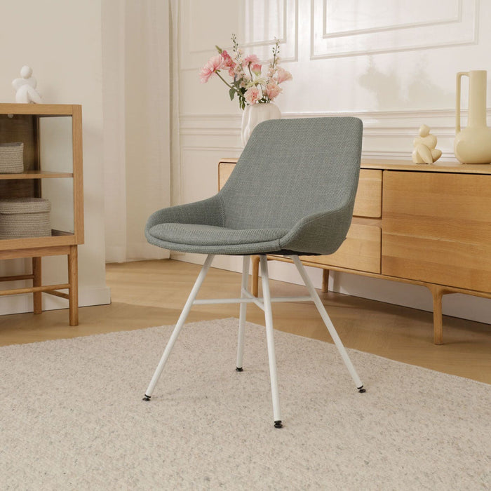 Nolon Noa-Isa Eetkamerstoel Saliegroen - Stof - Wit Onderstel