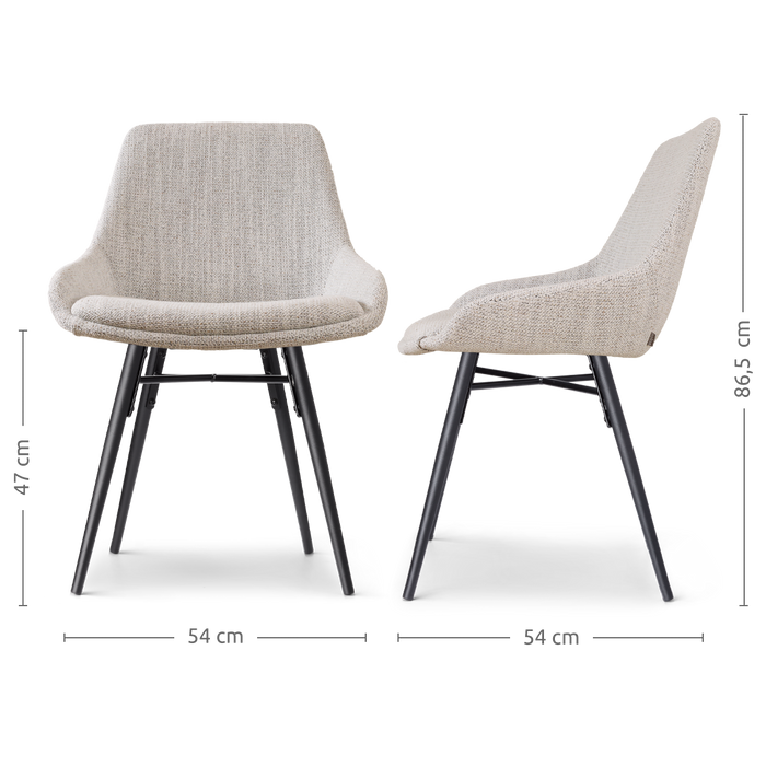 Nolon Nena-Isa Eetkamerstoel Beige Gemêleerd - Zwarte Houten Poten