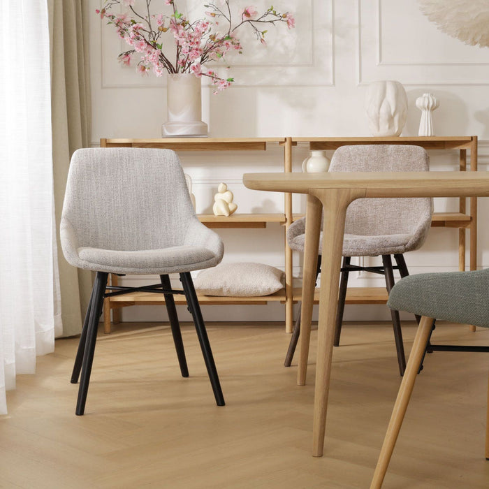 Nolon Nena-Isa Eetkamerstoel Beige Gemêleerd - Zwarte Houten Poten