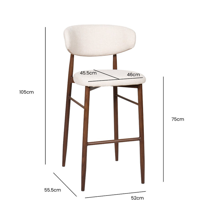 Giga Meubel - Barkruk Taupe - Stof|Metaal - Alexia