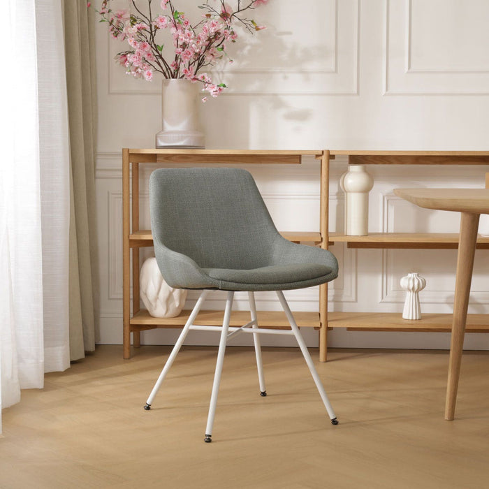 Nolon Noa-Isa Eetkamerstoel Saliegroen - Stof - Wit Onderstel