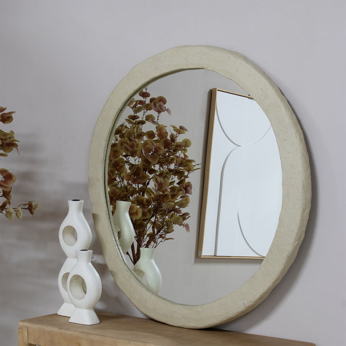 Giga Meubel - Spiegel Paige Naturel Rond 110cm