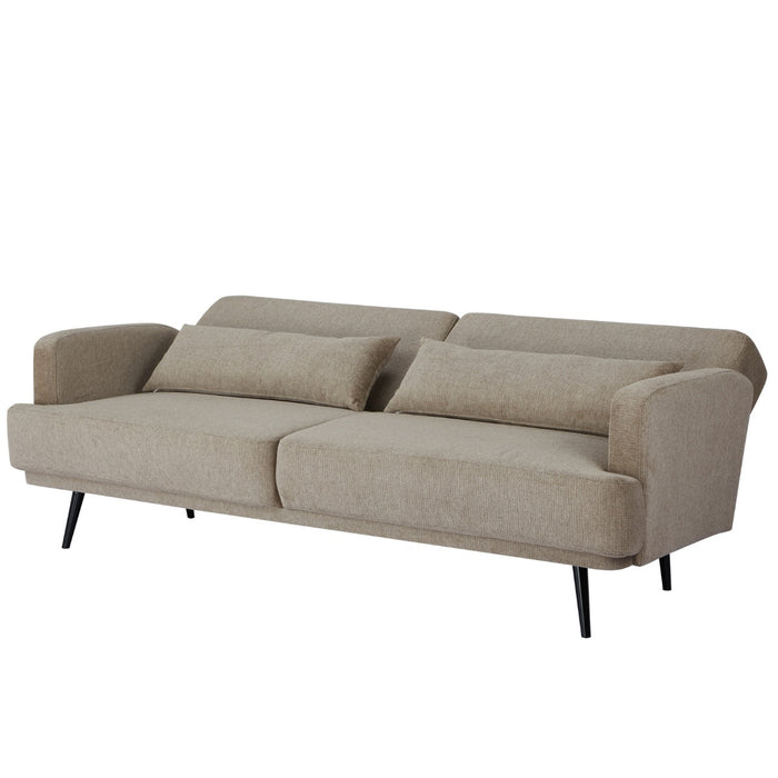 Giga Meubel - Slaapbank Taupe 215cm - Metaal & Stof - Bank Sylke