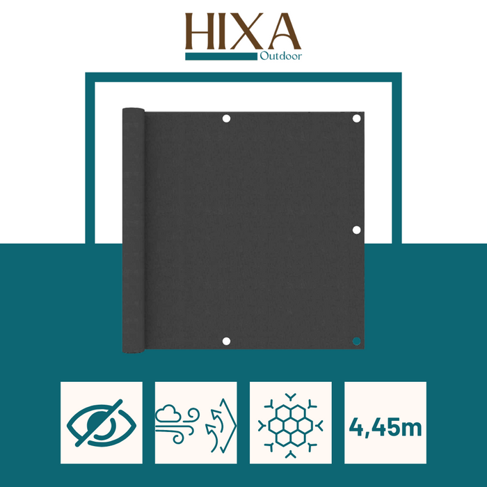 HIXA Balkonscherm Balkondoek Zonnescherm Winddicht 445x76 cm Donker...