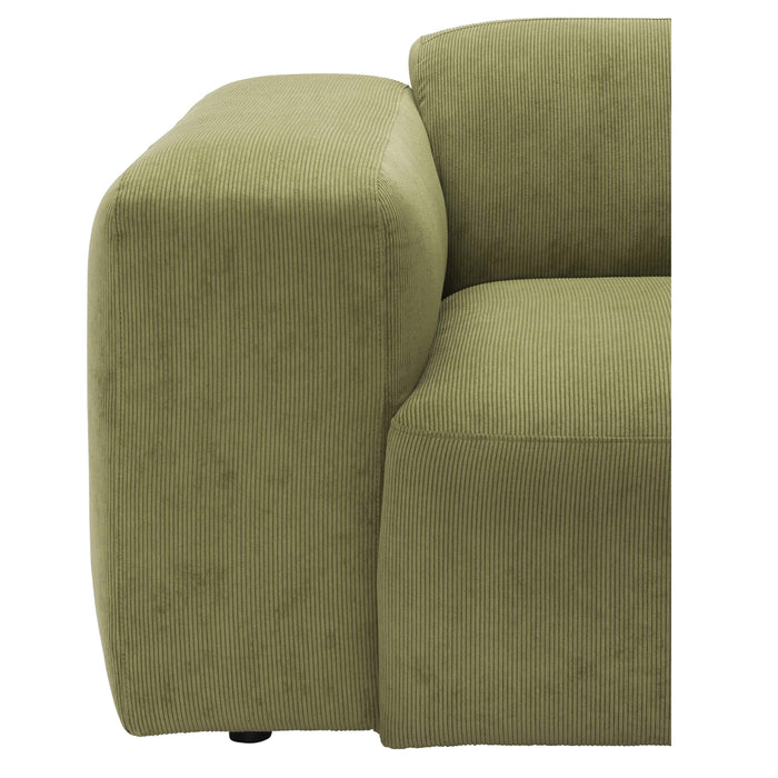 by fonQ Wonder 5-zits Hoekbank Rechts - Open Eind - Rib - Mosgroen