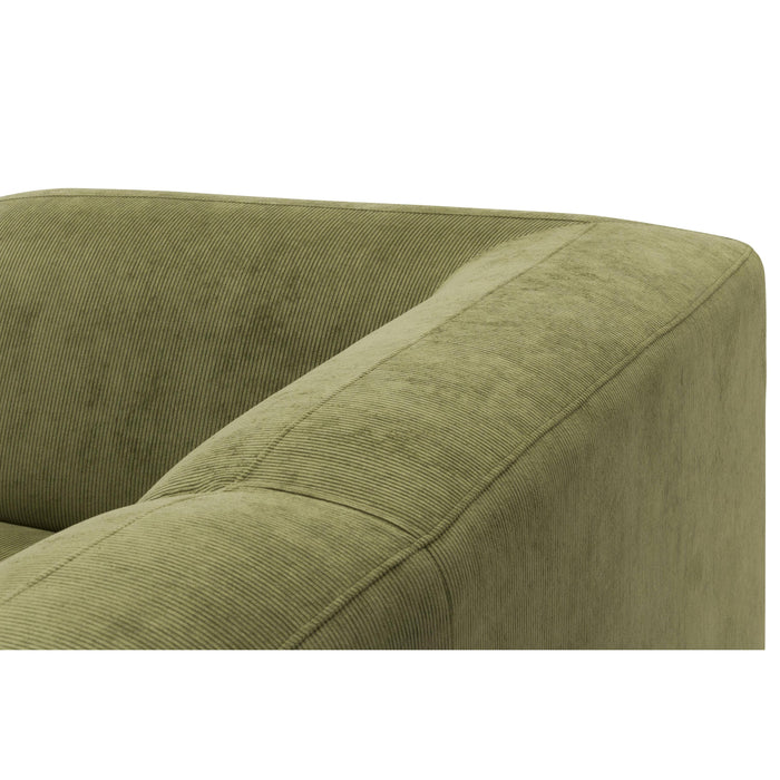 by fonQ Wonder 5-zits Hoekbank Rechts - Open Eind - Rib - Mosgroen