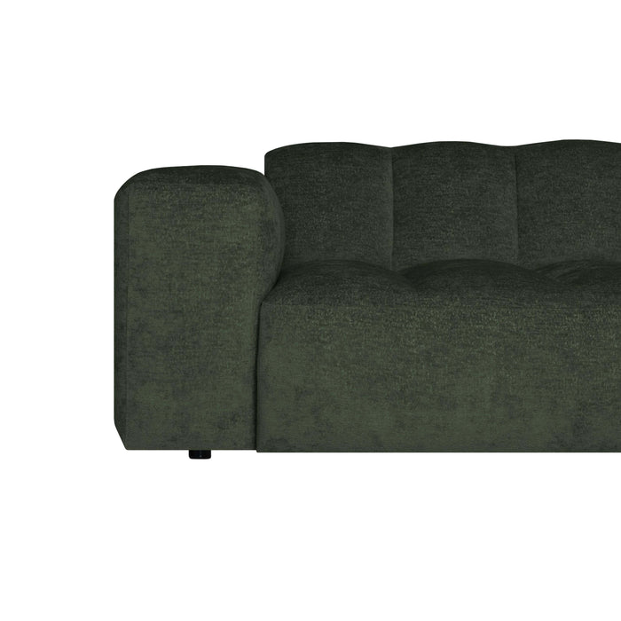 by fonQ Plume 3-zits Hoekbank met Chaise Longue Rechts - Chenille -  Donkergroen
