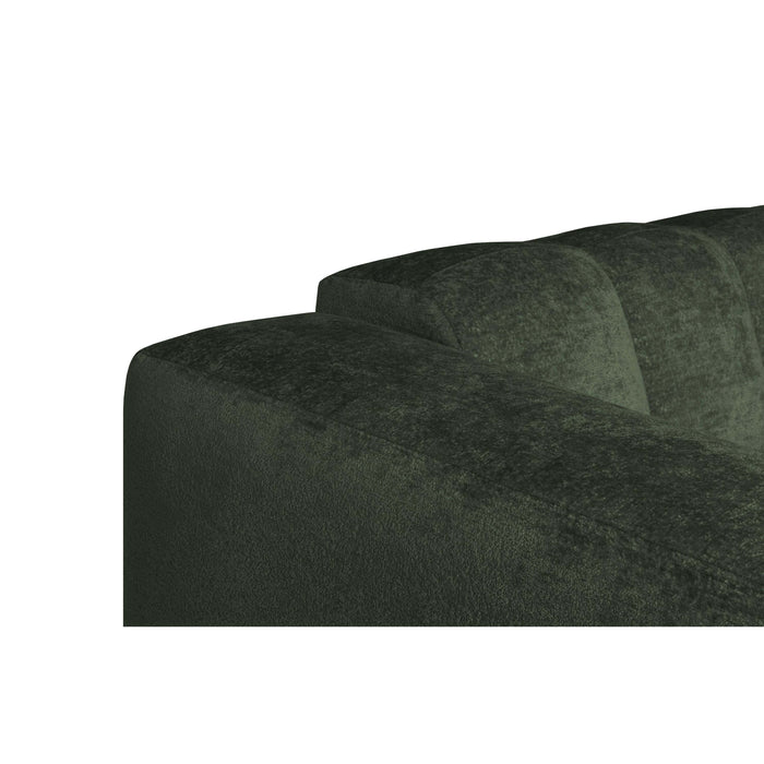 by fonQ Plume 3-zits Hoekbank met Chaise Longue Rechts - Chenille -  Donkergroen