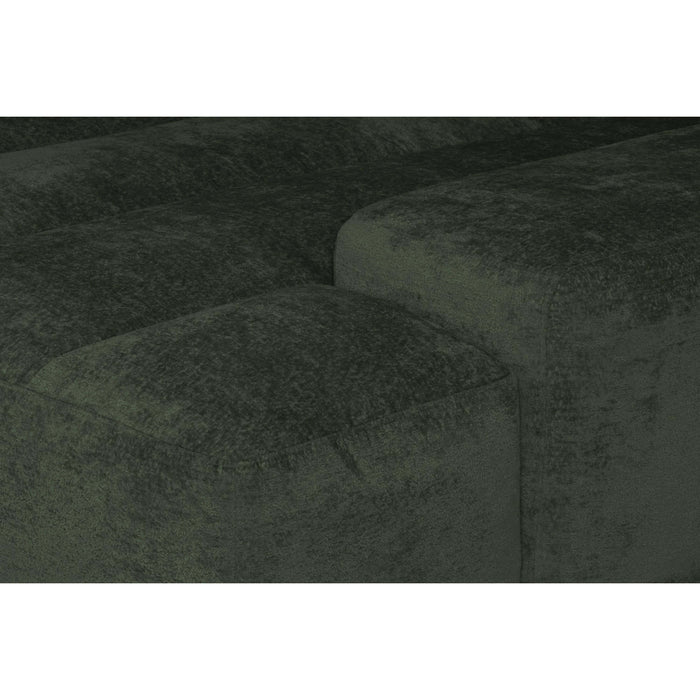 by fonQ Plume 3-zits Hoekbank met Chaise Longue Rechts - Chenille -  Donkergroen