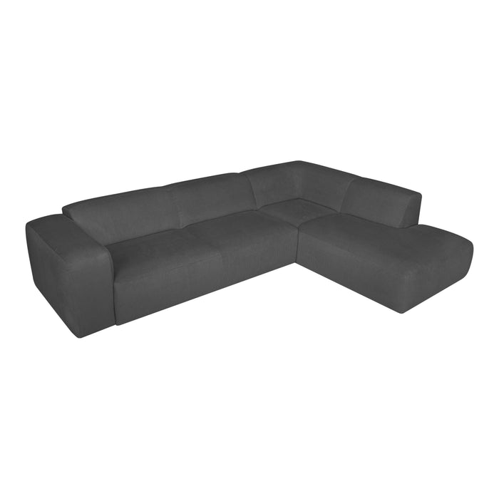 by fonQ Wonder 5-zits Hoekbank Rechts - Open Eind - Rib - Antraciet