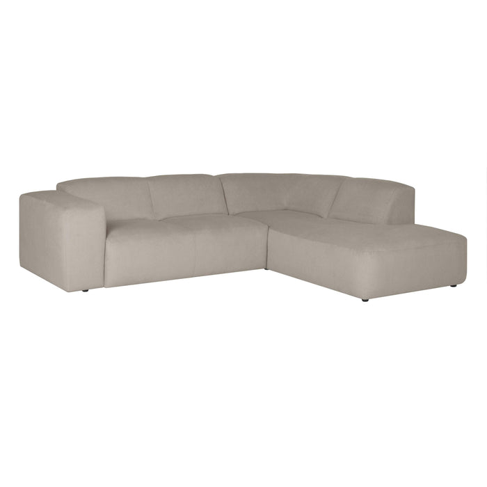 by fonQ Wonder 4-zits Hoekbank Rechts - Open Eind - Rib - Beige