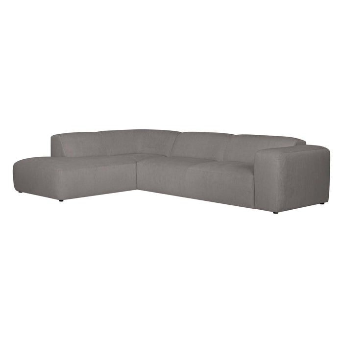 by fonQ Wonder 5-zits Hoekbank Links - Open Eind - Rib - Grijs