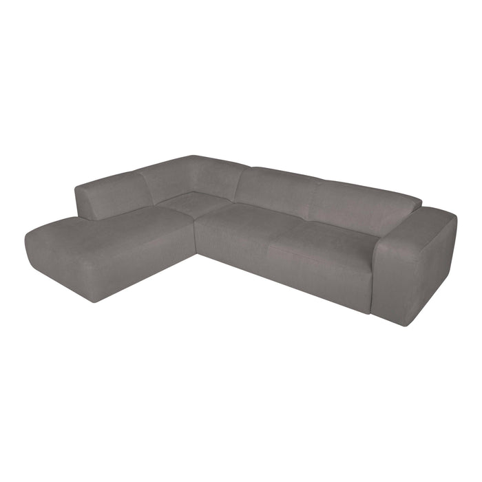 by fonQ Wonder 5-zits Hoekbank Links - Open Eind - Rib - Grijs