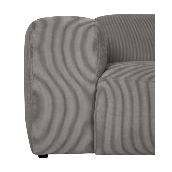 by fonQ Wonder 5-zits Hoekbank Links - Open Eind - Rib - Grijs