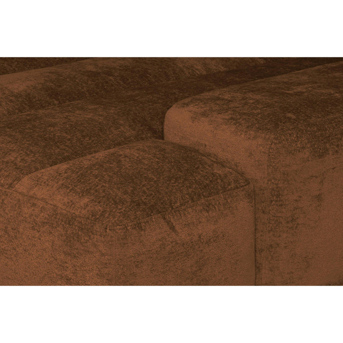 by fonQ Plume 3-zits Hoekbank met Chaise Longue Rechts - Chenille - Cognac